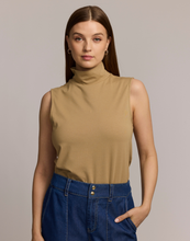 Load image into Gallery viewer, Carolina Sleeveless Mock Neck Double Knit Panel Shirt