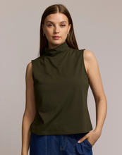 Load image into Gallery viewer, Carolina Sleeveless Mock Neck Double Knit Panel Shirt