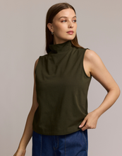 Load image into Gallery viewer, Carolina Sleeveless Mock Neck Double Knit Panel Shirt