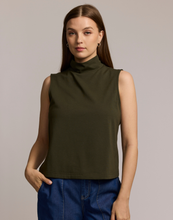 Load image into Gallery viewer, Carolina Sleeveless Mock Neck Double Knit Panel Shirt