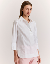 Load image into Gallery viewer, Charlotte 3/4 Sleeve Leaf Motif Jacquard Blouse