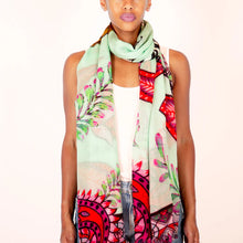 Load image into Gallery viewer, Tiger & Jungle Handprinted Cashmere Scarf