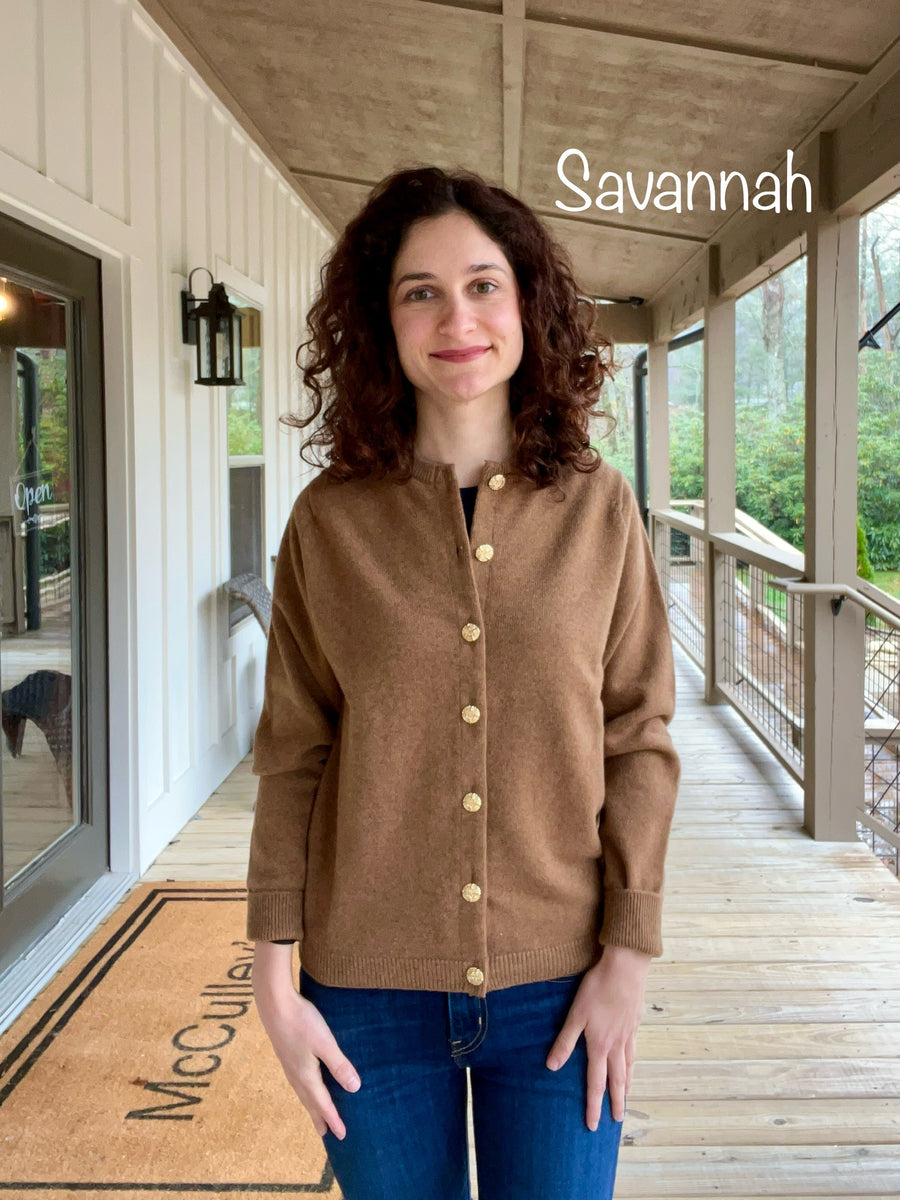 Ladies Brass Button Cardigan in NEUTRALS – McCulley's