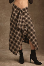 Load image into Gallery viewer, Ambar Cotton Plaid Drape Midi Skirt