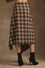 Load image into Gallery viewer, Ambar Cotton Plaid Drape Midi Skirt