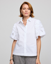 Load image into Gallery viewer, Angelina Elbow Sleeve Embroidery Eyelet Shirt