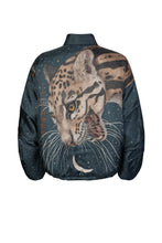Load image into Gallery viewer, The Lunar Leopard Silk Reversible Bomber Jacket