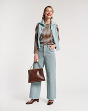 Load image into Gallery viewer, Jackie Frame Bag Croc Embossed Leather Chocolate