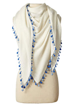 Load image into Gallery viewer, Pom-Pom Cashmere Triangle Wrap