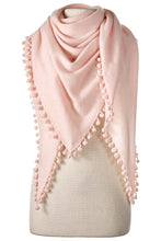 Load image into Gallery viewer, Pom-Pom Cashmere Triangle Wrap