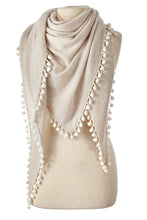 Load image into Gallery viewer, Pom-Pom Cashmere Triangle Wrap