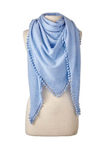 Load image into Gallery viewer, Pom-Pom Cashmere Triangle Wrap