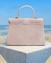 Load image into Gallery viewer, Recontre Equestre Top Handle Shoulder Bag Champagne Rose Suede