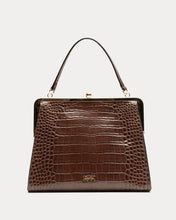 Load image into Gallery viewer, Jackie Frame Bag Croc Embossed Leather Chocolate