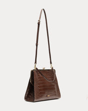 Load image into Gallery viewer, Jackie Frame Bag Croc Embossed Leather Chocolate