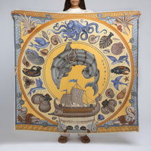Load image into Gallery viewer, Dancing Delphinus Illustrated Scarf