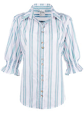 Load image into Gallery viewer, Sirena Short Puff Sleeve Pinstripe Top