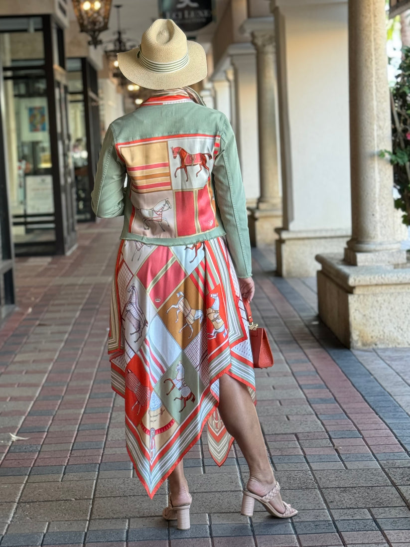 Sage & Coral Horse Silk Scarf Dress Sage & Coral Horse Silk Scarf Dress