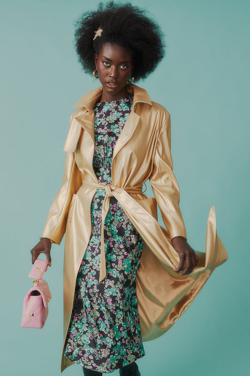 Gold Trench Coat with Detachable Mongolian Fur – McCulley's