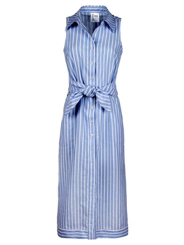 Ellis Sleeveless Tie-Front Maxi Dress Blue Dobby Stripe McCulley's Ellis Sleeveless Tie-Front Maxi Dress Blue Dobby Stripe McCulley's