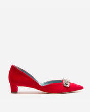 Load image into Gallery viewer, Paula Mini Block Heel Red Velvet