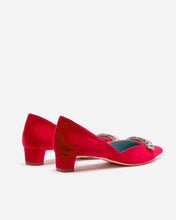 Load image into Gallery viewer, Paula Mini Block Heel Red Velvet