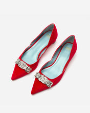 Load image into Gallery viewer, Paula Mini Block Heel Red Velvet