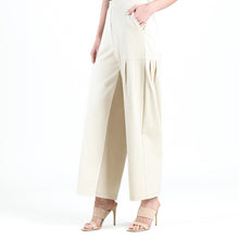 Load image into Gallery viewer, Rayon-Ponte Pleated Pocket Wide-Leg Pant