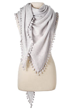 Load image into Gallery viewer, Pom-Pom Cashmere Triangle Wrap