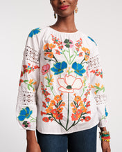 Load image into Gallery viewer, Saskia Botanical Print Top w Embroidery