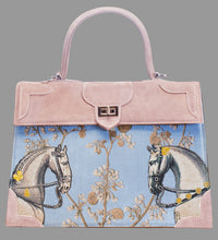 Load image into Gallery viewer, Marquise Paris Recontre Équestre Top Handle Shoulder Bag Champagne Rose Suede