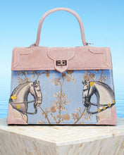 Load image into Gallery viewer, Recontre Equestre Top Handle Shoulder Bag Champagne Rose Suede