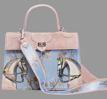 Load image into Gallery viewer, Marquise Paris Recontre Équestre Top Handle Shoulder Bag Champagne Rose Suede