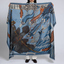 Load image into Gallery viewer, Koinobori Karasu Silk Twill Shawl Rectangle