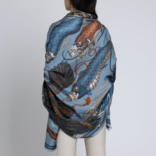 Load image into Gallery viewer, Koinobori Karasu Silk Twill Shawl Rectangle
