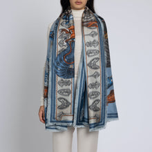 Load image into Gallery viewer, Koinobori Karasu Silk Twill Shawl Rectangle