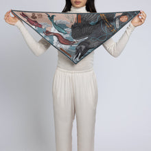 Load image into Gallery viewer, Koinobori Karasu Silk Twill Triangle Scarf