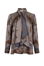 Load image into Gallery viewer, Secrets of the Bison Tie-Neck Silk Blouse