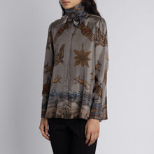 Load image into Gallery viewer, Secrets of the Bison Tie-Neck Silk Blouse