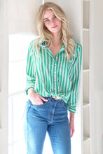 Load image into Gallery viewer, Sloan Green Stripe 3/4 Sleeve Shirt