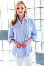 Load image into Gallery viewer, Sylvie Tie-Back Shirt Blue & White Stripe