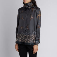 Load image into Gallery viewer, The Wolf You Feed Tie-Neck Silk Blouse