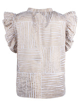 Load image into Gallery viewer, Remy Ruffle Top Mended Gold Stripe