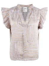 Load image into Gallery viewer, Remy Ruffle Top Mended Gold Stripe