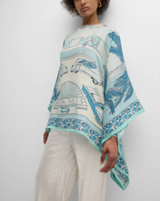 Load image into Gallery viewer, Miami Cashmere Printed Poncho Aqua