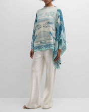 Load image into Gallery viewer, Miami Cashmere Printed Poncho Aqua