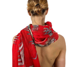 Load image into Gallery viewer, Dragon Handprinted Scarf - Red