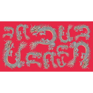 Dragon Handprinted Scarf - Red