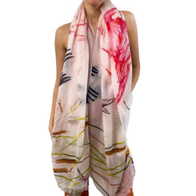 Load image into Gallery viewer, Flamingo Handprinted Cashmere Scarf