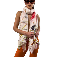 Load image into Gallery viewer, Flamingo Handprinted Cashmere Scarf